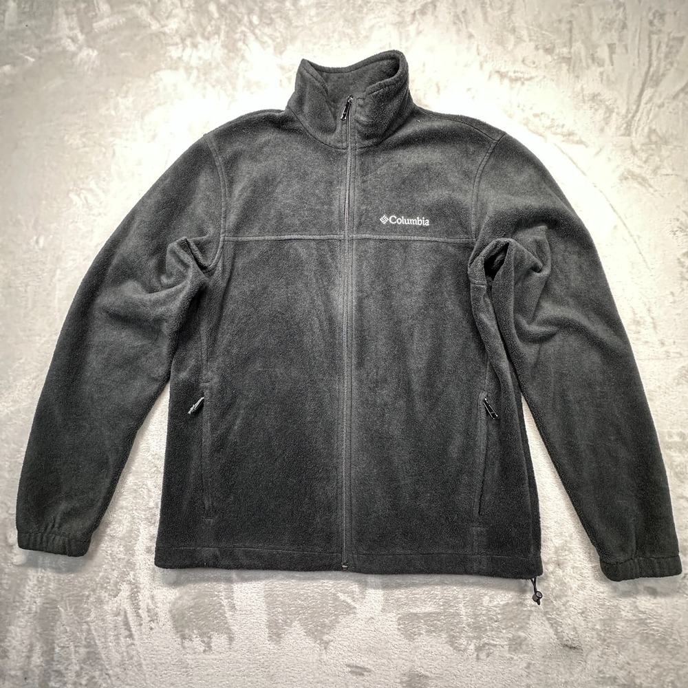 Columbia Mens Medium Black Fleece Full Zip Mock Neck Jacket Outerwear Winter